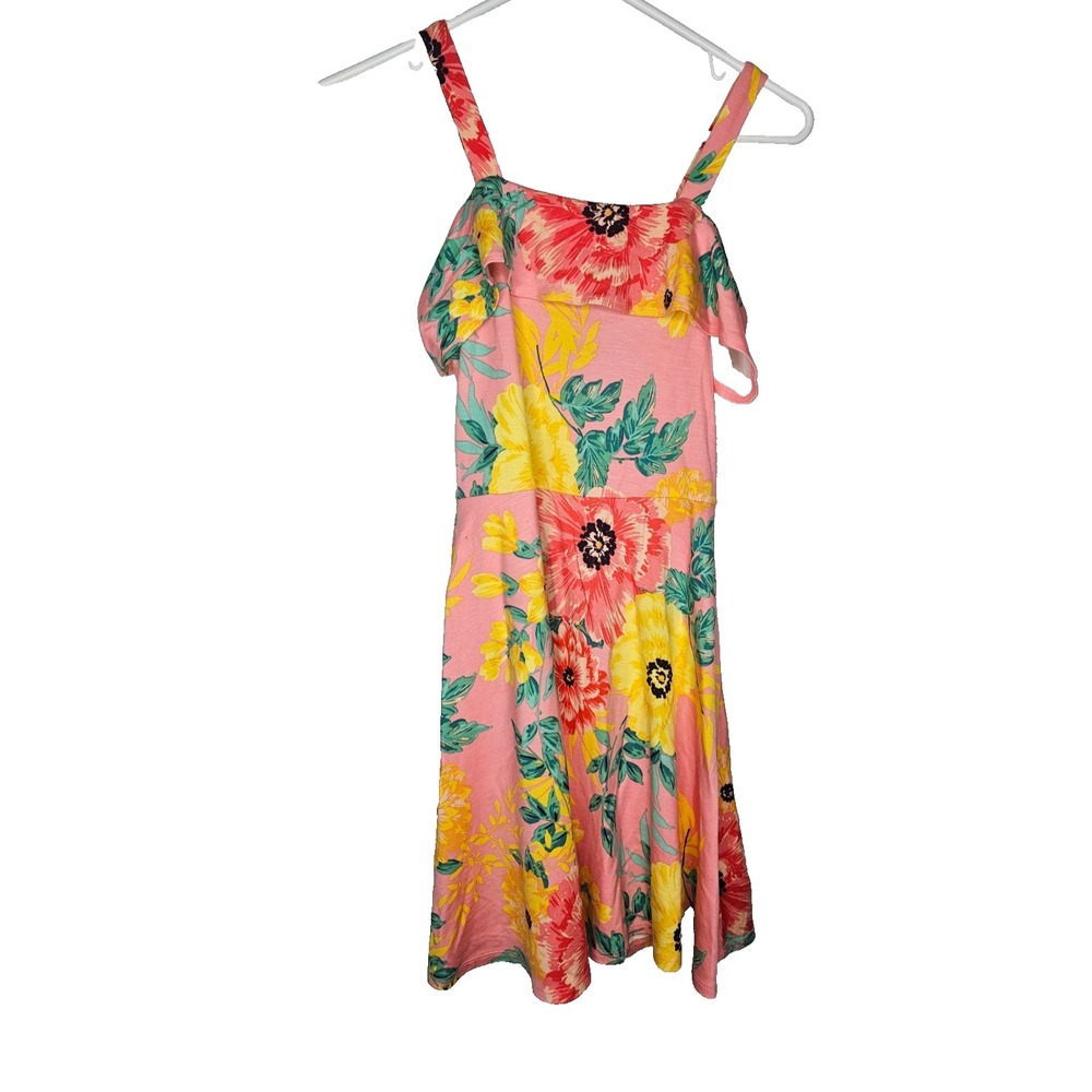 Girls Children's Place Floral Sundress Pink Yellow Off Shoulder L 10/12 - Picture 1 of 9